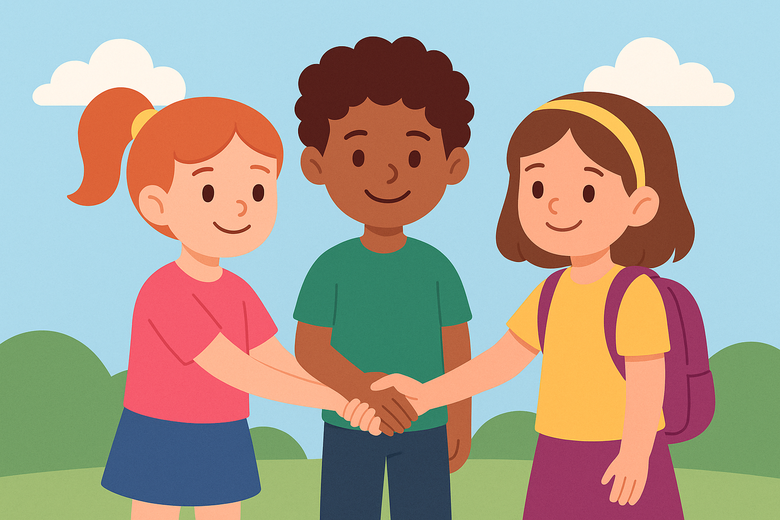 Kinder reichen sich die Hände